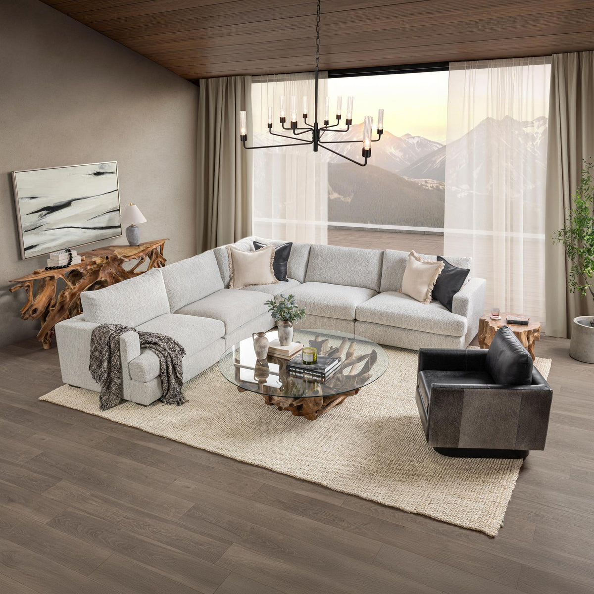 Ludwig - 5 Piece Sectional - Select Living Furniture - Stationary Sectionals - Classic Home - 53004809 - Ivory - Ludwig - 5 Piece Sectional - Ivory - Select Living Furniture -