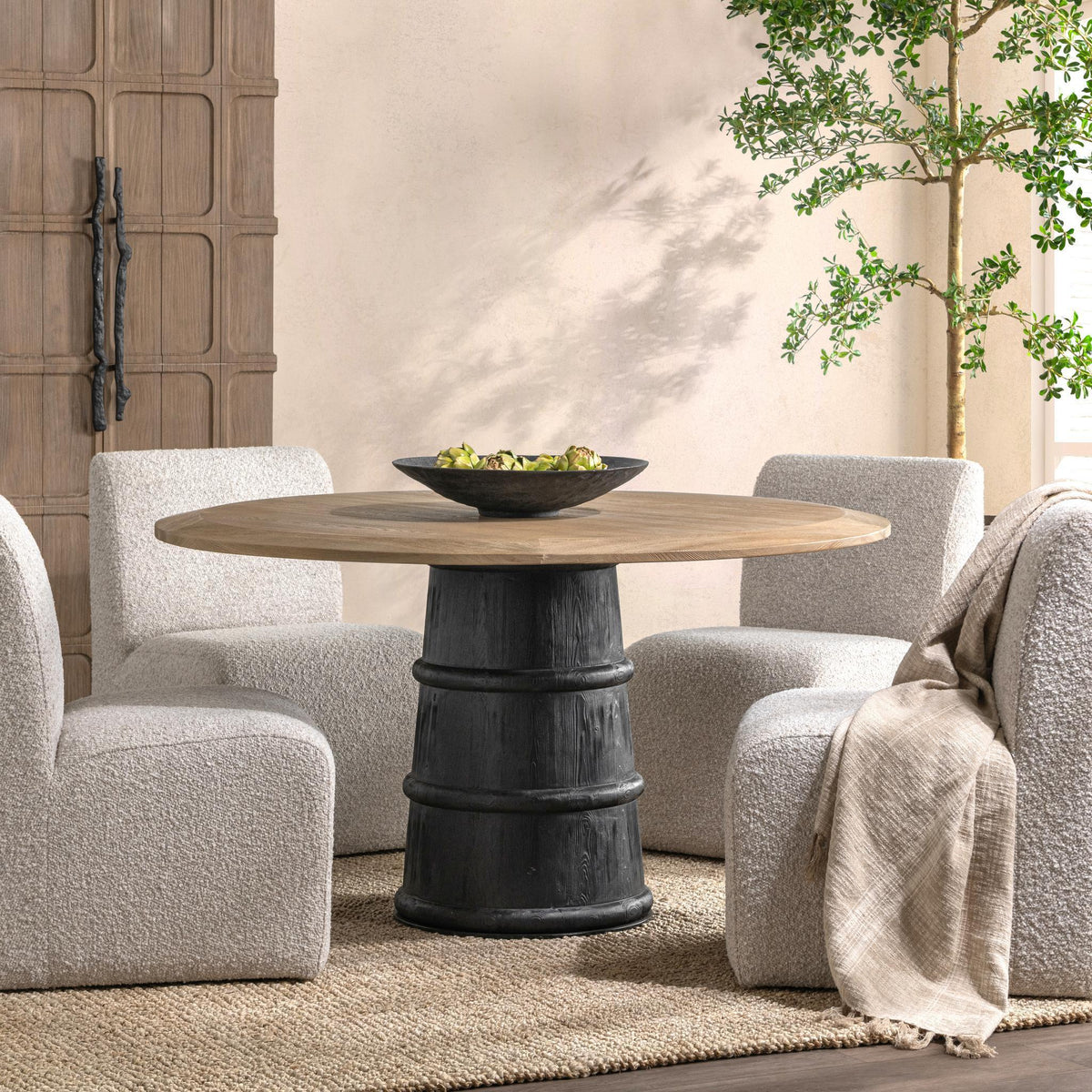 Lunen - 55" Round Dining Table - Soft Reef Noir - Select Living Furniture - Dining Tables - Classic Home - 51005543 - Lunen - 55" Round Dining Table - Soft Reef Noir -