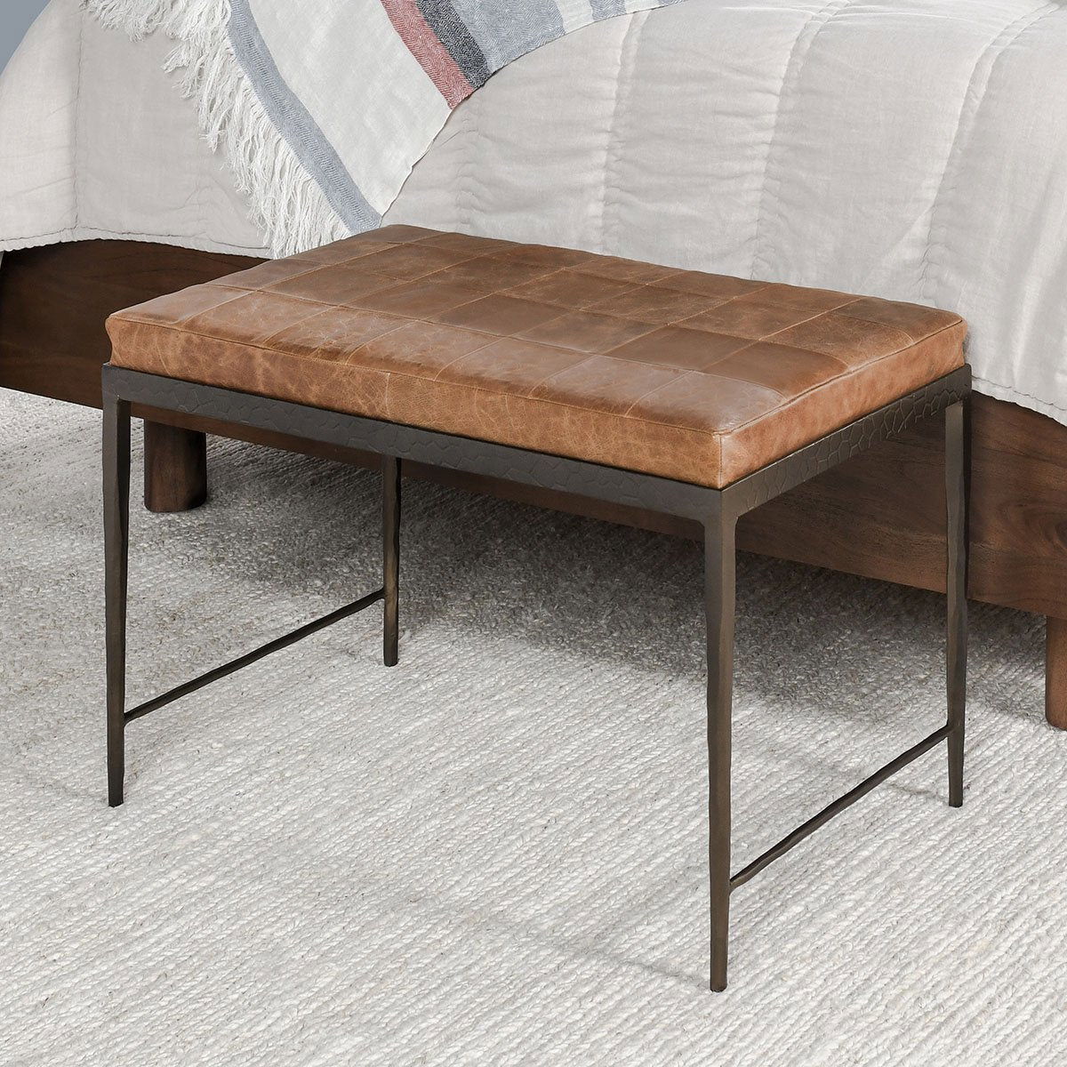 Malo - 28" Leather Bench - Select Living Furniture - Upholstered Benches - Classic Home - 53002014 - Cocoa Brown - Malo - 28" Leather Bench -