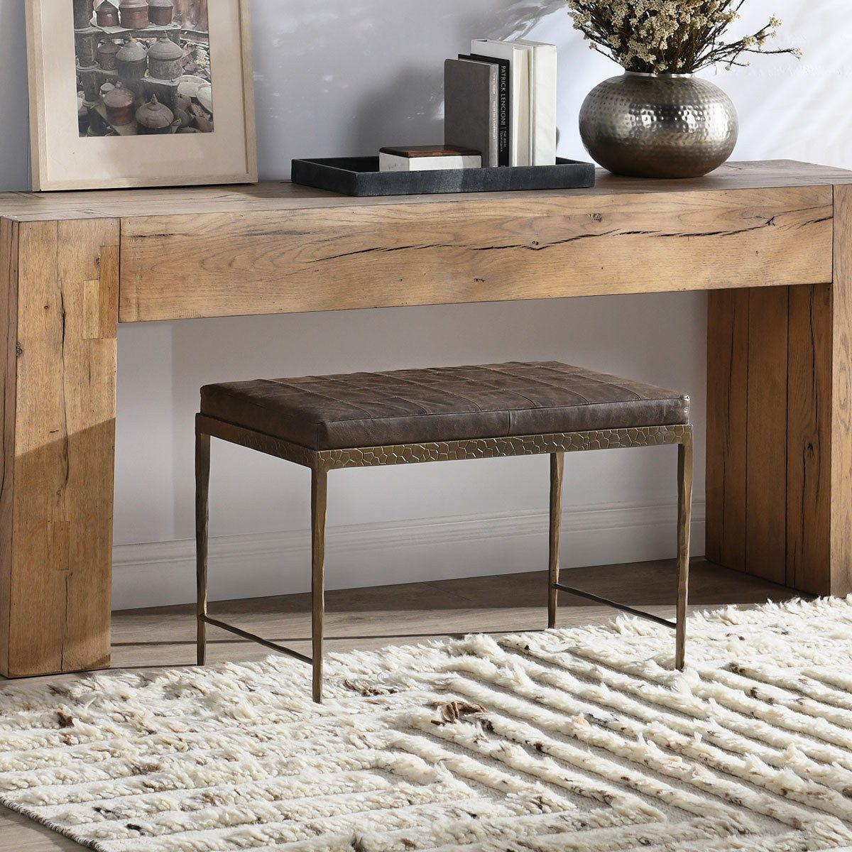 Malo - 28" Leather Bench - Select Living Furniture - Upholstered Benches - Classic Home - 53002014 - Cocoa Brown - Malo - 28" Leather Bench -