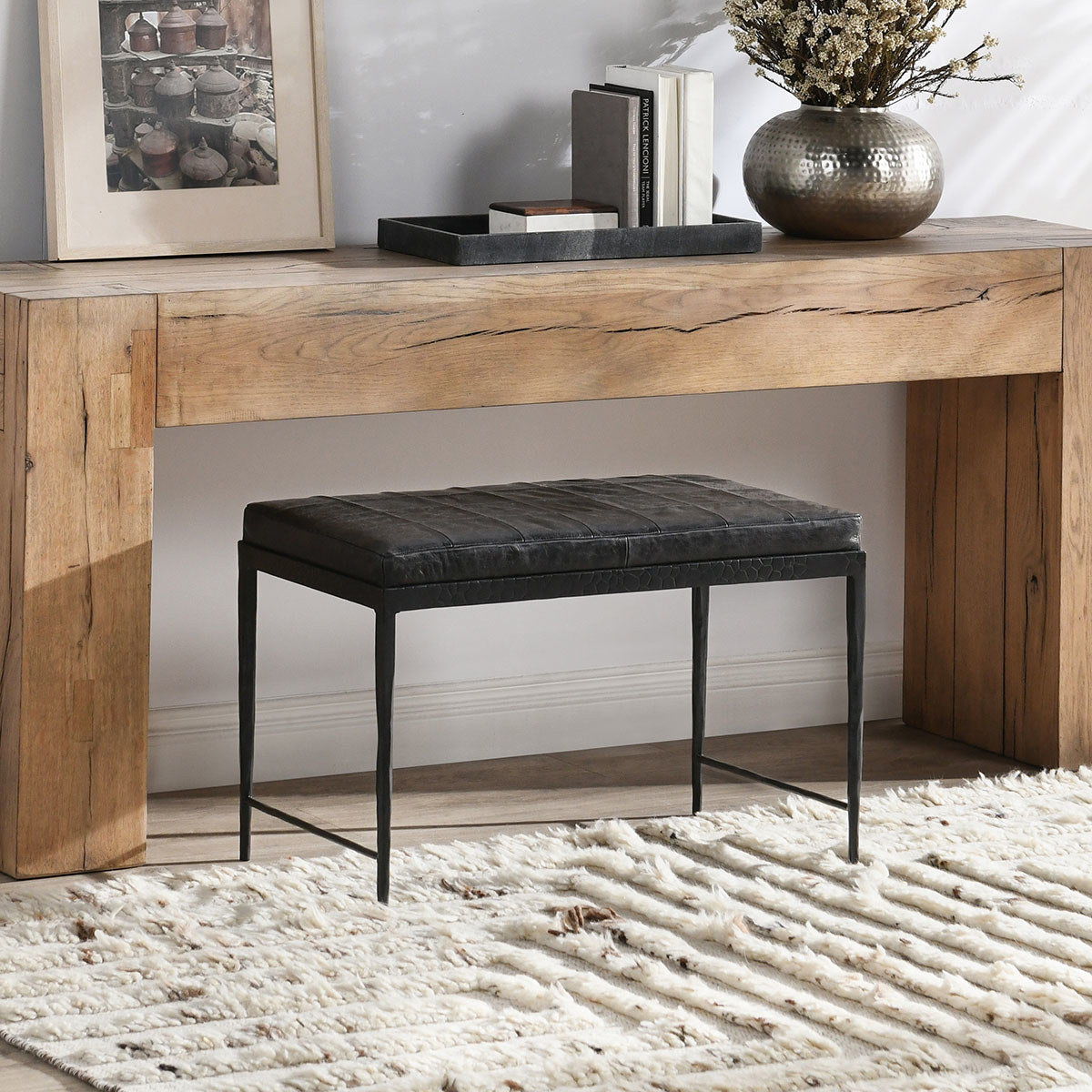 Malo - 28" Leather Bench - Select Living Furniture - Upholstered Benches - Classic Home - 53002014 - Cocoa Brown - Malo - 28" Leather Bench -