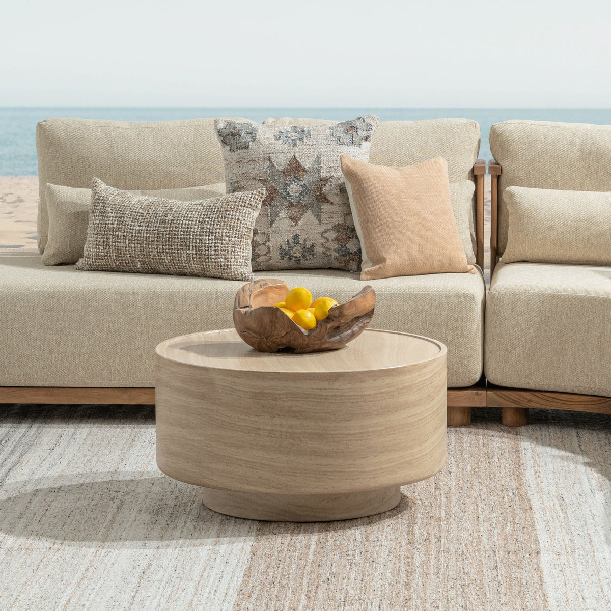 Mckenna - Outdoor Concrete Round Table - Select Living Furniture - Coffee Tables - Classic Home - 51031625 - Travertine -End Tables - Mckenna - Outdoor Concrete Round Table -