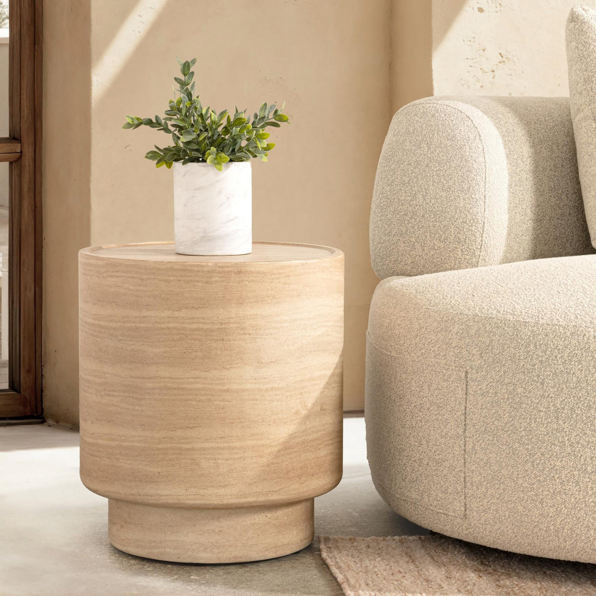 Mckenna - Outdoor Concrete Round Table - Select Living Furniture - Coffee Tables - Classic Home - 51031625 - Travertine -End Tables - Mckenna - Outdoor Concrete Round Table -