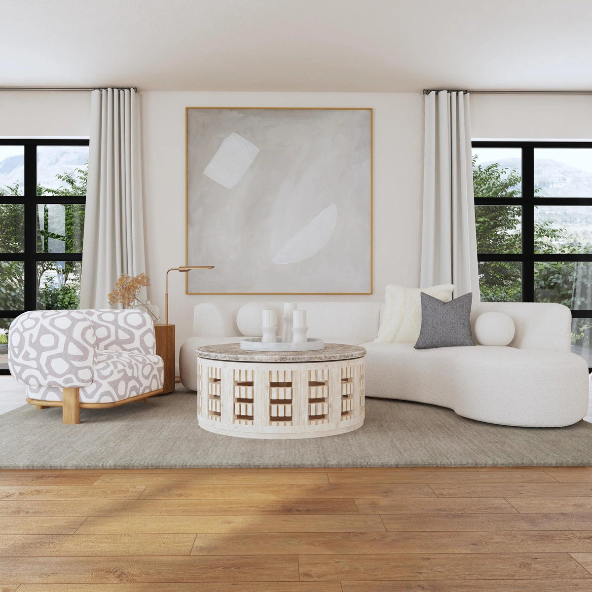 Monaco Upholstered Sectional - Select Living Furniture - Stationary Sectionals - Classic Home -  - Ivory - Monaco Upholstered Sectional -