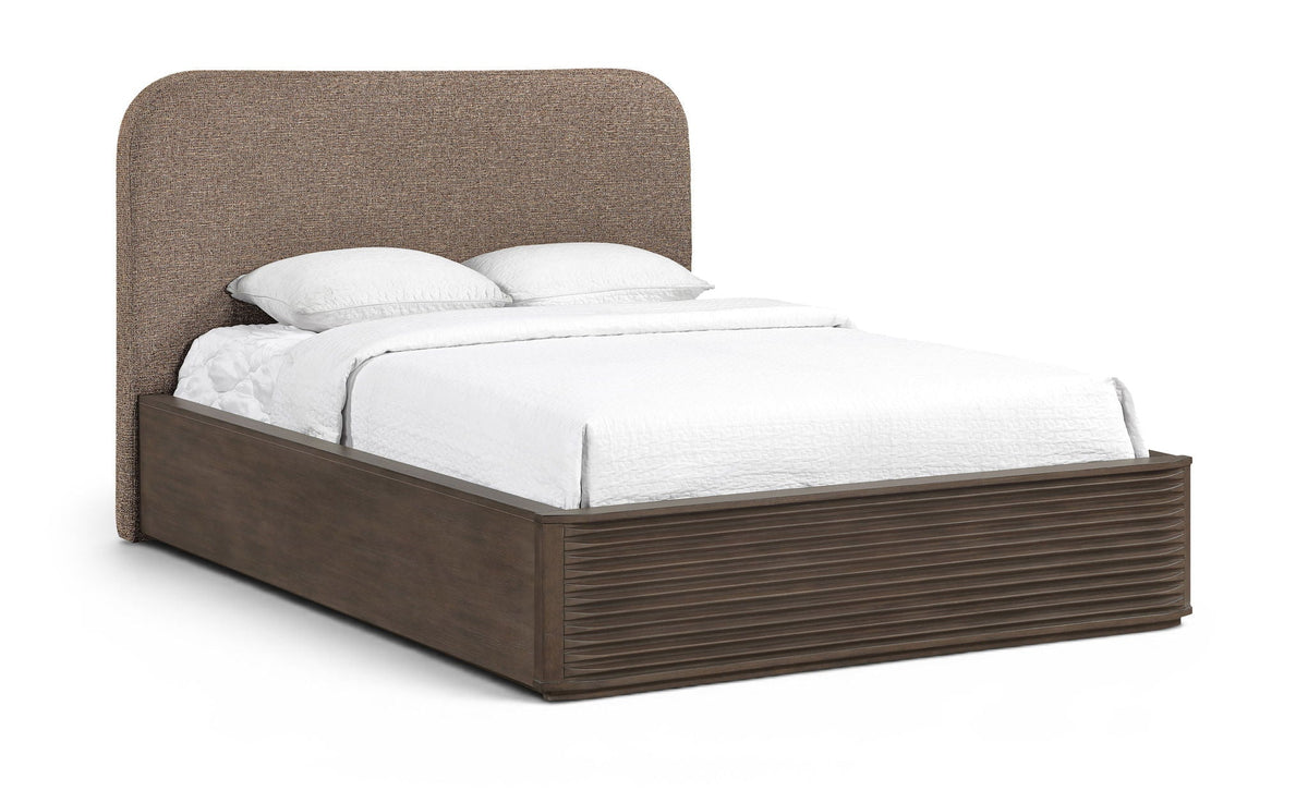 Morino - Interwoven Fabric Upholstered Bed - Select Living Furniture - Upholstered Beds - Meridian Furniture - MorinoBrown-Q - Dark Brown -Queen - Morino - Interwoven Fabric Upholstered Bed -