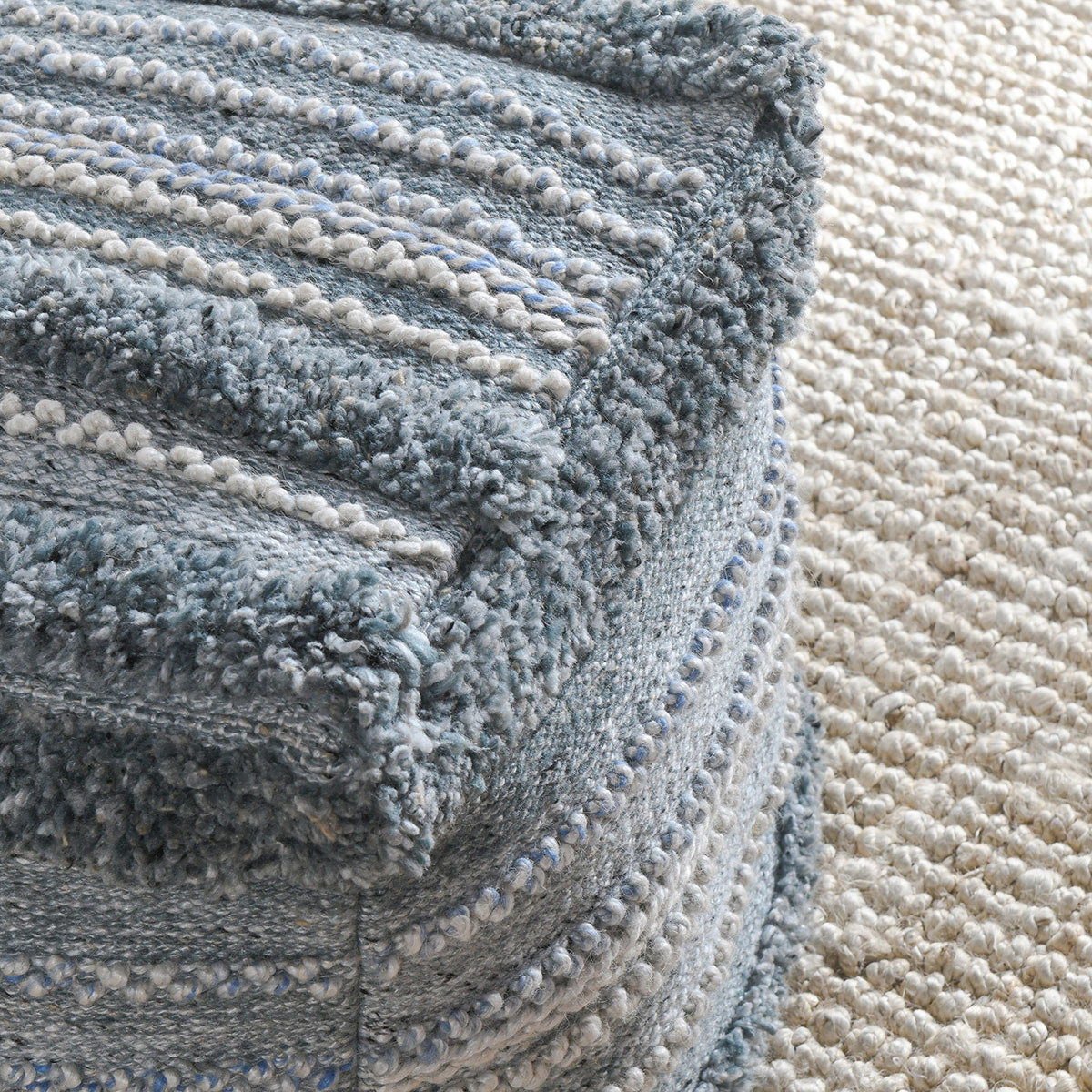 Performance Elko - Pouf - Blue Multi - Select Living Furniture - Accent Poufs - Villa - V280020 - Performance Elko - Pouf - Blue Multi -