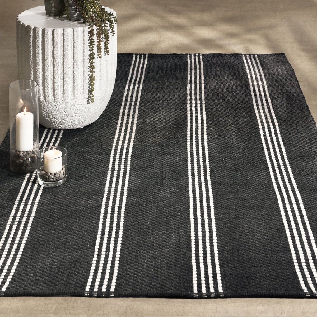 Performance Sorrento Stripe - Rug - Select Living Furniture - Area Rugs - Classic Home - 30132504 - Charcoal -5' x 8' - Performance Sorrento Stripe - Rug -