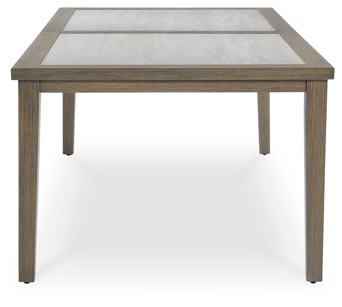 Rainier Ranch - Rectangle Dining Table With Umbrella Option - Brown / Beige - Select Living Furniture - Dining Tables - Signature Design by Ashley® - P701-625 - Rainier Ranch - Rectangle Dining Table With Umbrella Option - Brown / Beige -