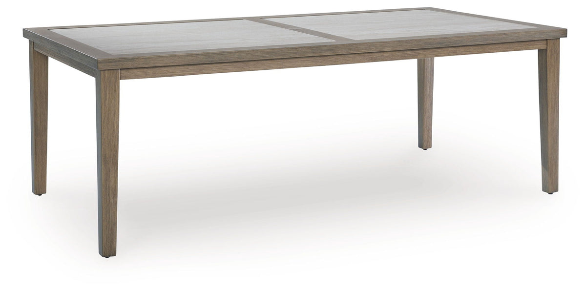 Rainier Ranch - Rectangle Dining Table With Umbrella Option - Brown / Beige - Select Living Furniture - Dining Tables - Signature Design by Ashley® - P701-625 - Rainier Ranch - Rectangle Dining Table With Umbrella Option - Brown / Beige -