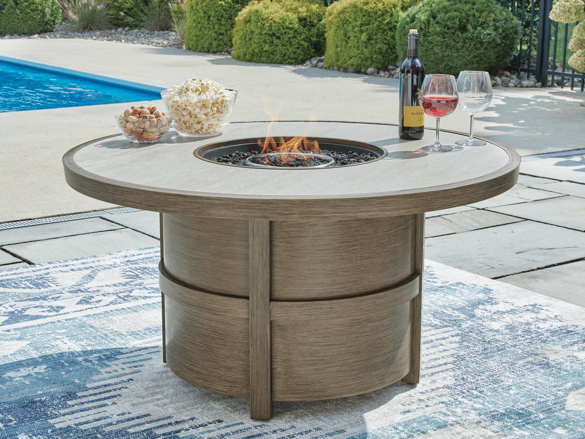 Rainier Ranch - Round Fire Pit Table - Beige - Select Living Furniture - Fire Pits - Signature Design by Ashley® - P701-776 - Rainier Ranch - Round Fire Pit Table - Beige -