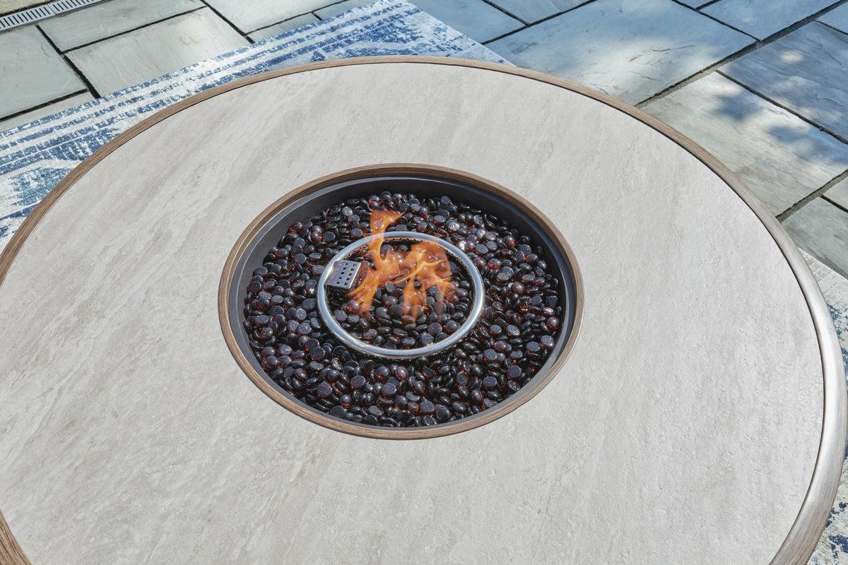 Rainier Ranch - Round Fire Pit Table - Beige - Select Living Furniture - Fire Pits - Signature Design by Ashley® - P701-776 - Rainier Ranch - Round Fire Pit Table - Beige -