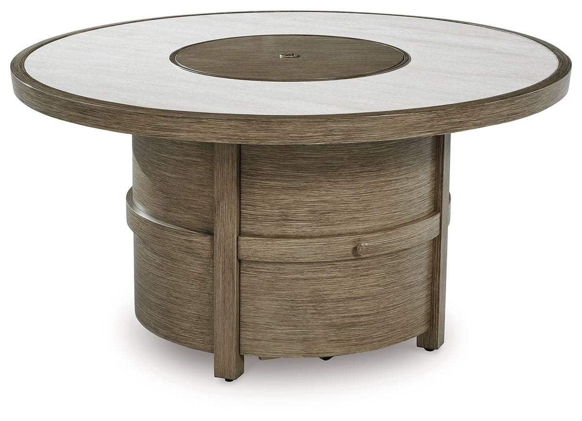 Rainier Ranch - Round Fire Pit Table - Beige - Select Living Furniture - Fire Pits - Signature Design by Ashley® - P701-776 - Rainier Ranch - Round Fire Pit Table - Beige -
