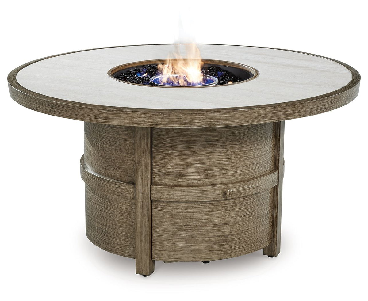 Rainier Ranch - Round Fire Pit Table - Beige - Select Living Furniture - Fire Pits - Signature Design by Ashley® - P701-776 - Rainier Ranch - Round Fire Pit Table - Beige -
