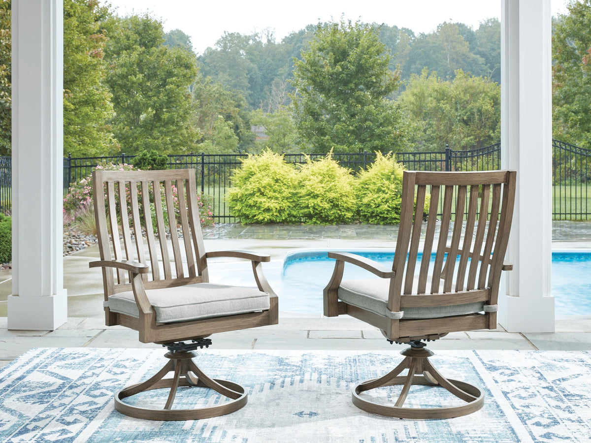 Rainier Ranch - Swivel Chair With Cushion (Set of 2) - Brown / Beige - Select Living Furniture - Chair Sets - Signature Design by Ashley® - P701-602A - Rainier Ranch - Swivel Chair With Cushion (Set of 2) - Brown / Beige -