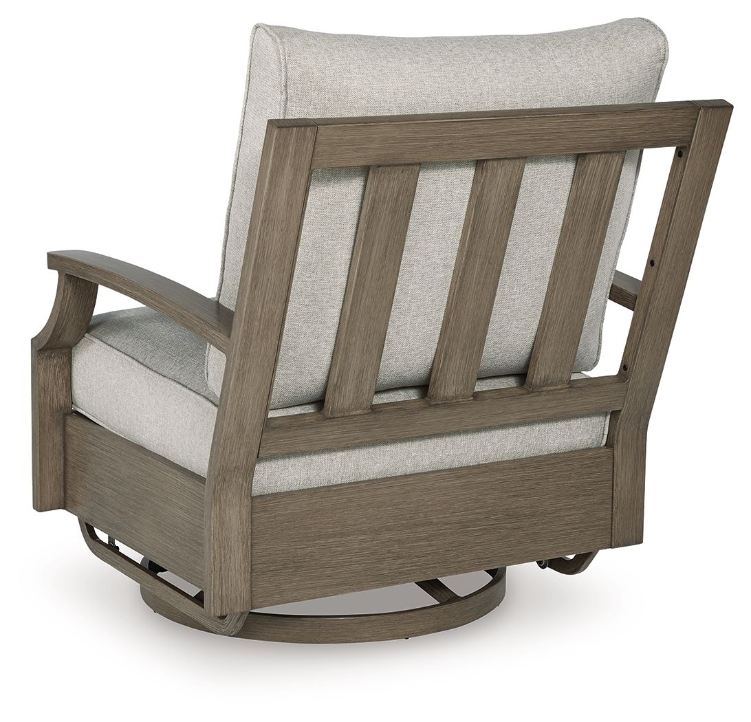 Rainier Ranch - Swivel Glider Chair With Cushion - Brown / Beige - Select Living Furniture - Swivel Chairs - Signature Design by Ashley® - P701-821 - Rainier Ranch - Swivel Glider Chair With Cushion - Brown / Beige -