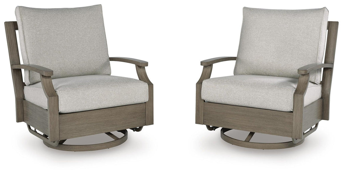 Rainier Ranch - Swivel Glider Chair With Cushion - Brown / Beige - Select Living Furniture - Swivel Chairs - Signature Design by Ashley® - P701-821 - Rainier Ranch - Swivel Glider Chair With Cushion - Brown / Beige -