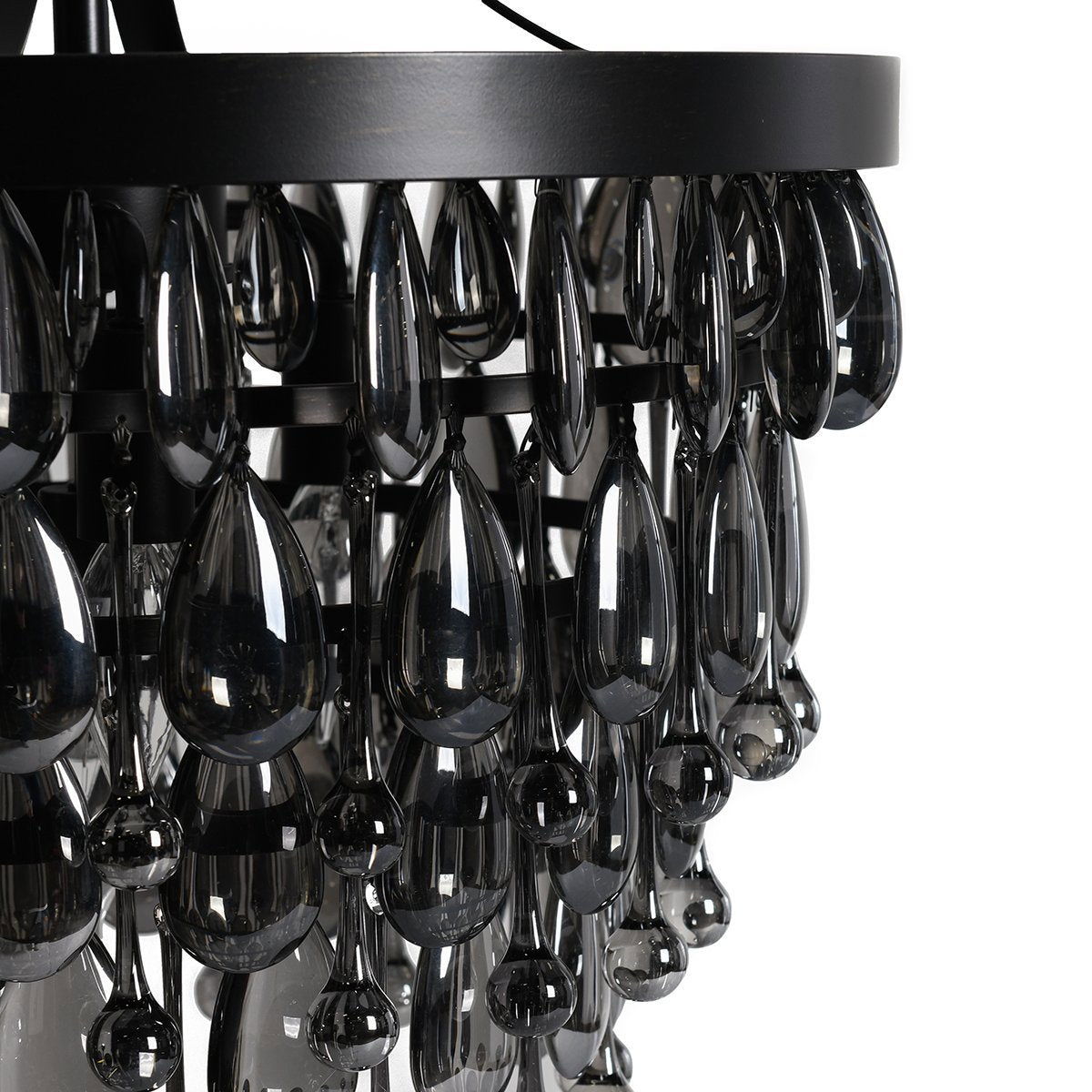 Renata - Glass Round Chandelier - Black - Select Living Furniture - Chandeliers - Classic Home - 56004169 - Renata - Glass Round Chandelier - Black -
