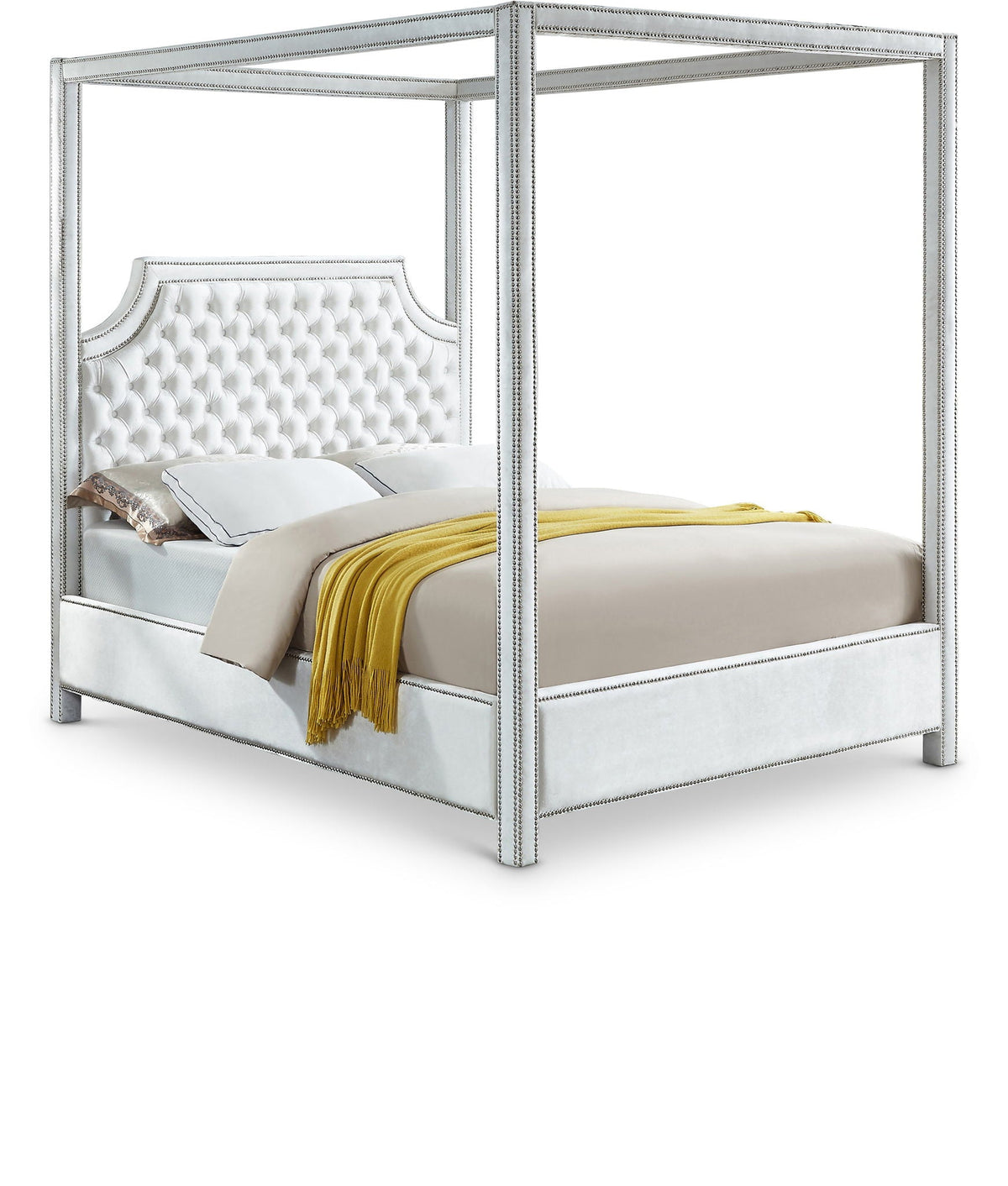 Rowan - Canopy Bed - Select Living Furniture - Canopy Beds - Meridian Furniture - RowanWhite-K - White -King - Rowan - Canopy Bed -