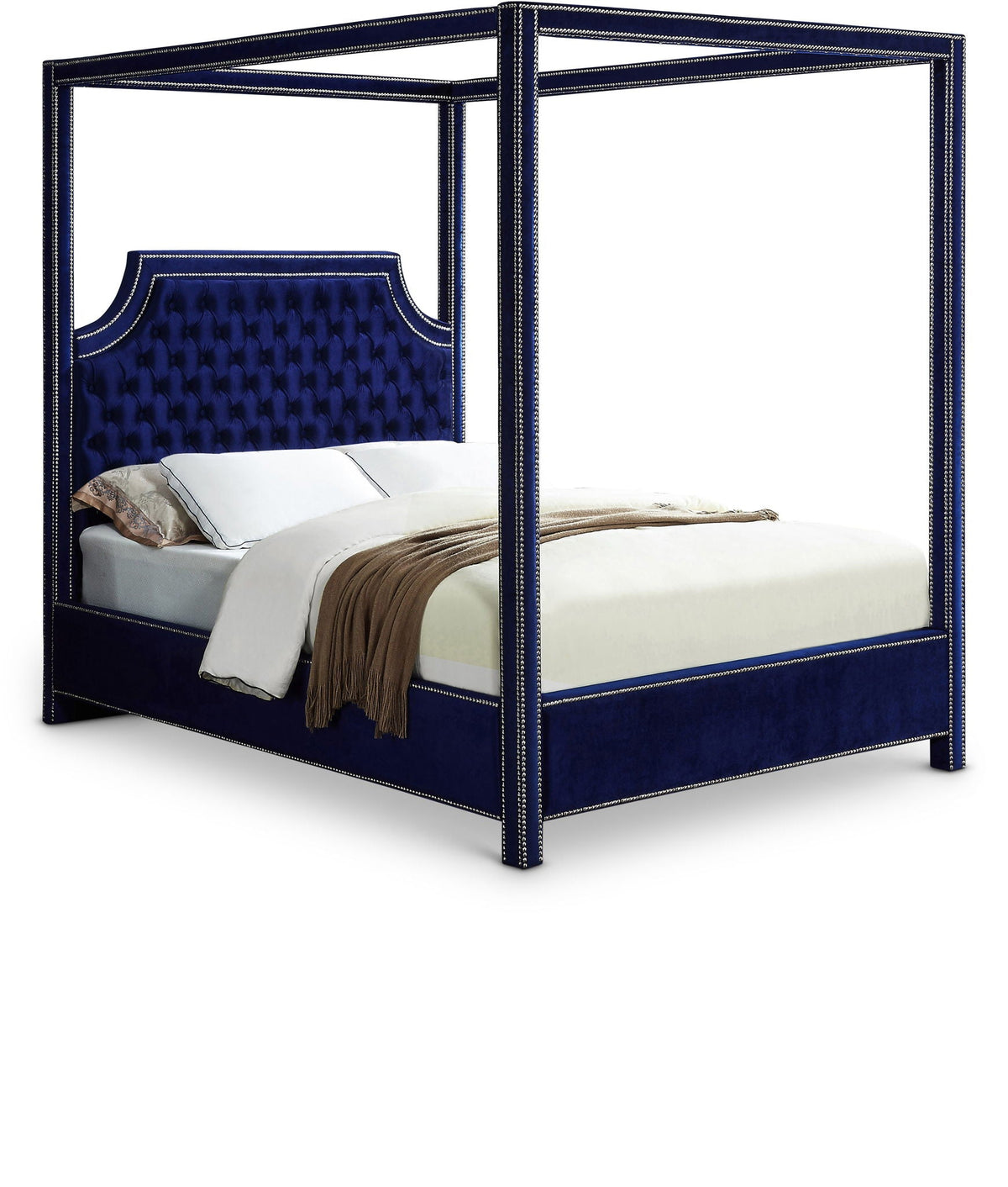 Rowan - Canopy Bed - Select Living Furniture - Canopy Beds - Meridian Furniture - RowanNavy-K - Blue -King - Rowan - Canopy Bed -