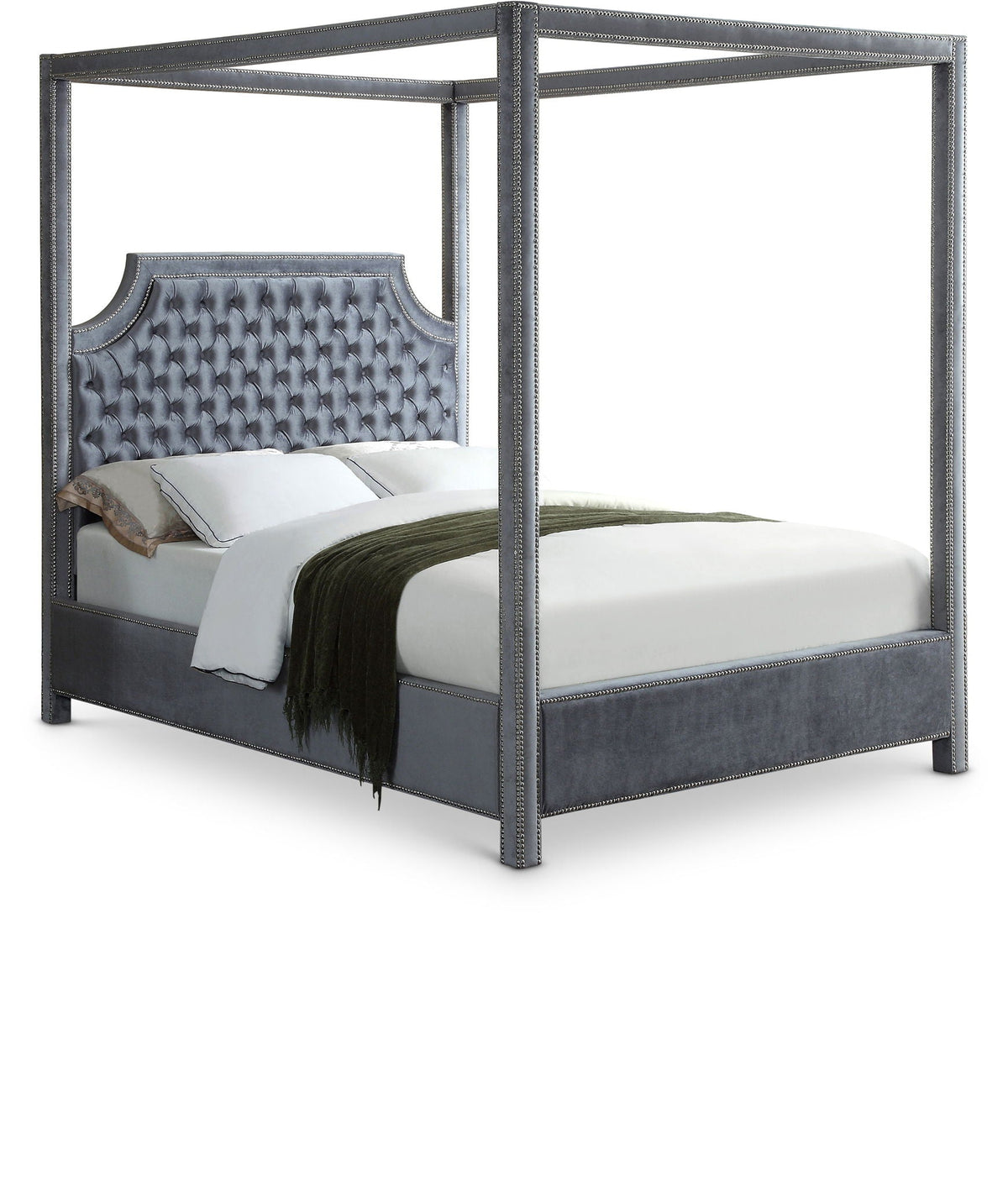 Rowan - Canopy Bed - Select Living Furniture - Canopy Beds - Meridian Furniture - RowanGrey-Q - Dark Gray -Queen - Rowan - Canopy Bed -