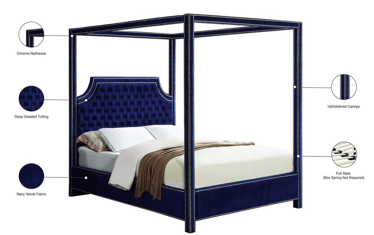 Rowan - Canopy Bed - Select Living Furniture - Canopy Beds - Meridian Furniture - RowanGrey-Q - Dark Gray -Queen - Rowan - Canopy Bed -