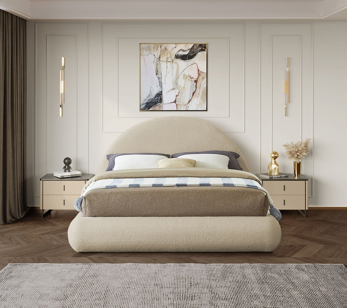 Rudy - Bed - Select Living Furniture - Upholstered Beds - Meridian Furniture - RudyBlack-K - Black -King - Rudy - Bed -