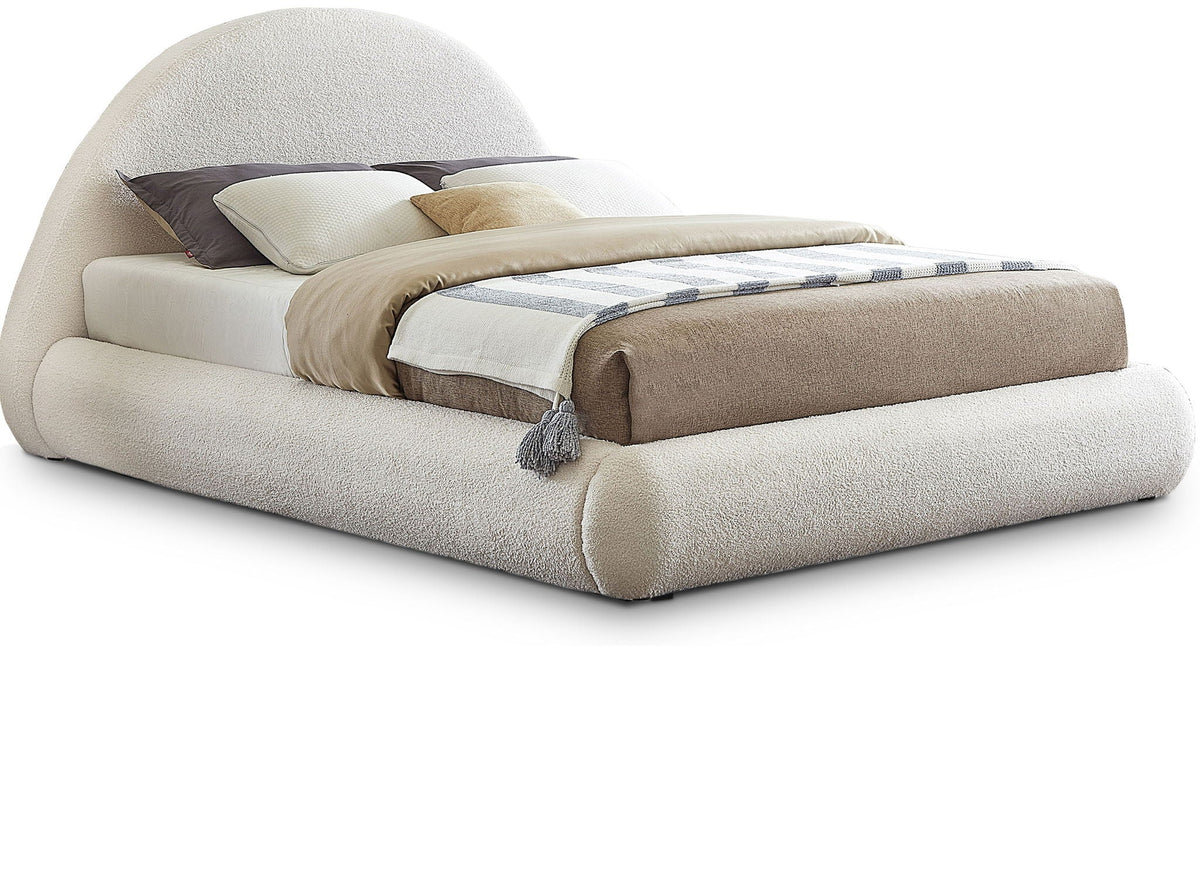 Rudy - Bed - Select Living Furniture - Upholstered Beds - Meridian Furniture - RudyCream-Q - White -Queen - Rudy - Bed -
