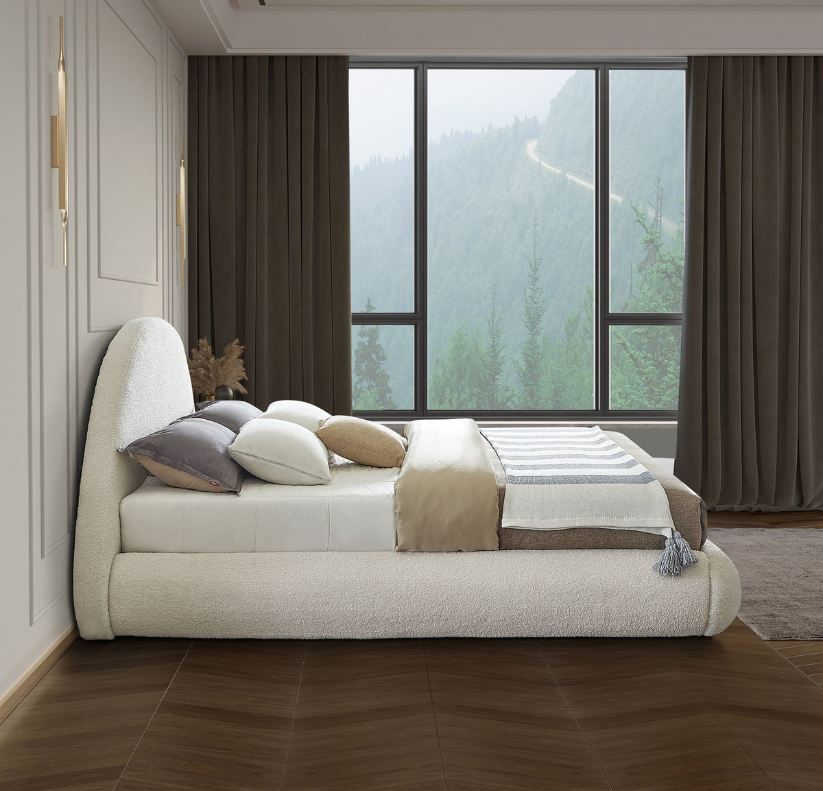 Rudy - Bed - Select Living Furniture - Upholstered Beds - Meridian Furniture - RudyBlack-K - Black -King - Rudy - Bed -