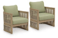 Serena Shores - Lounge Chair With Cushion (Set of 2) - Beige / Green - Select Living Furniture - Chair Sets - Signature Design by Ashley® - PCP604-820 - Serena Shores - Lounge Chair With Cushion (Set of 2) - Beige / Green -