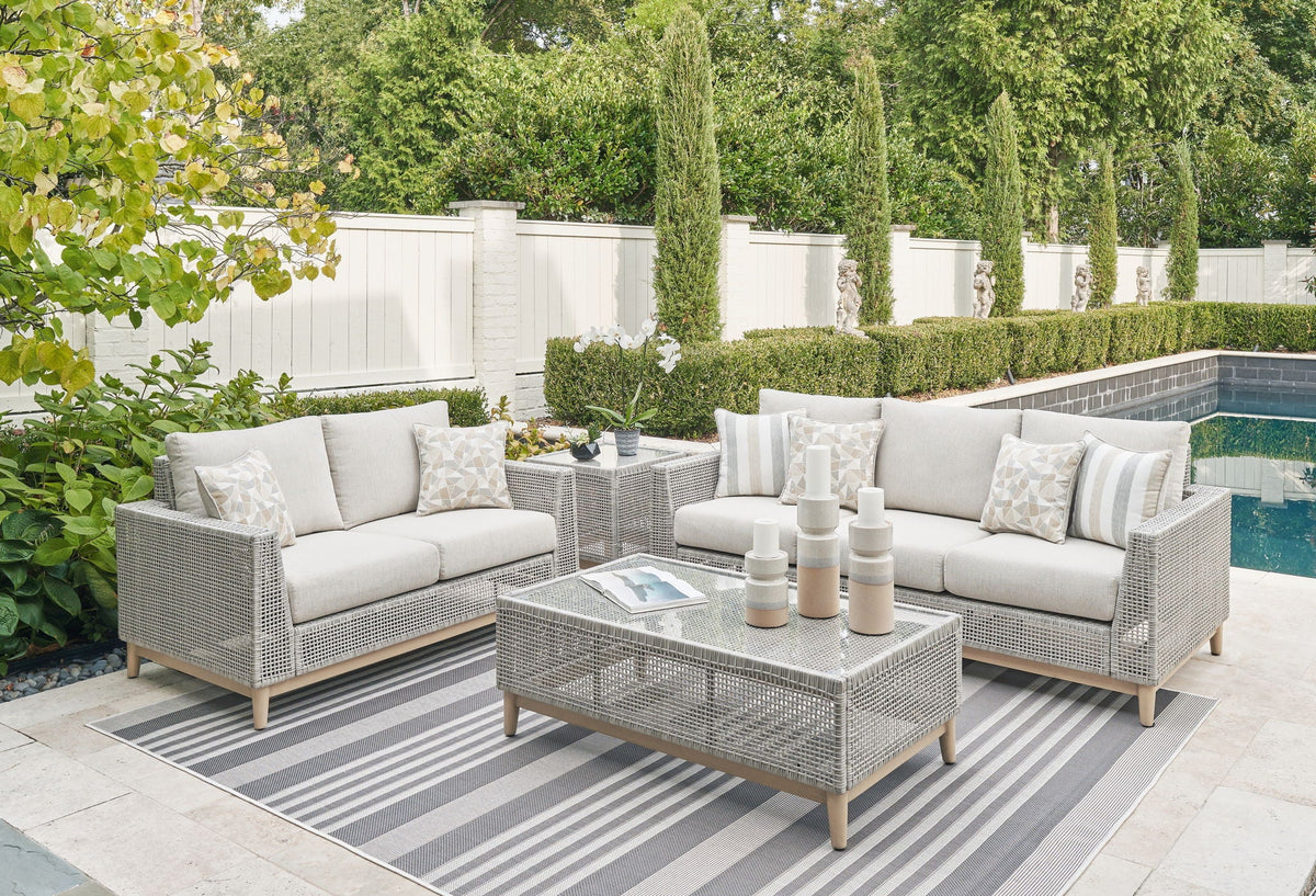 Seton Creek - 4 Pc. - Lounge Set - Gray - Select Living Furniture - 4 Piece Outdoor Sets - Signature Design by Ashley® - P798/838/835/701/702 - Seton Creek - 4 Pc. - Lounge Set - Gray -