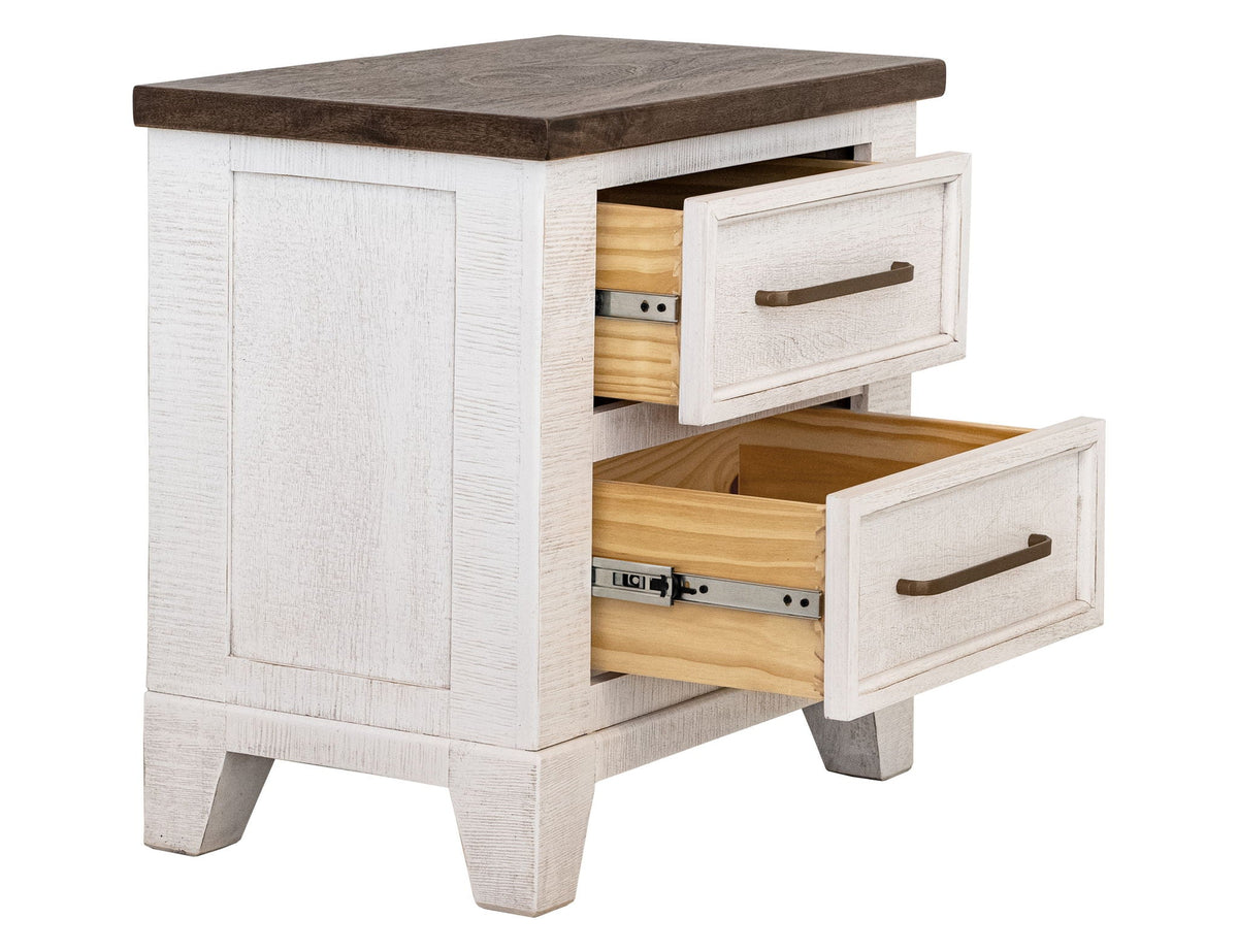 Stoa - 2 Drawer Nightstand - White / Brown - Select Living Furniture - Accent Nightstands - IFD Group - IFD4993NTS - Stoa - 2 Drawer Nightstand - White / Brown -