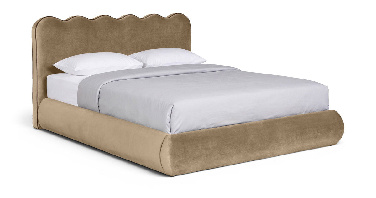 Tempo - Velvet Upholstered Bed - Select Living Furniture - Upholstered Beds - Meridian Furniture - TempoBeige-K - Beige -King - Tempo - Velvet Upholstered Bed -