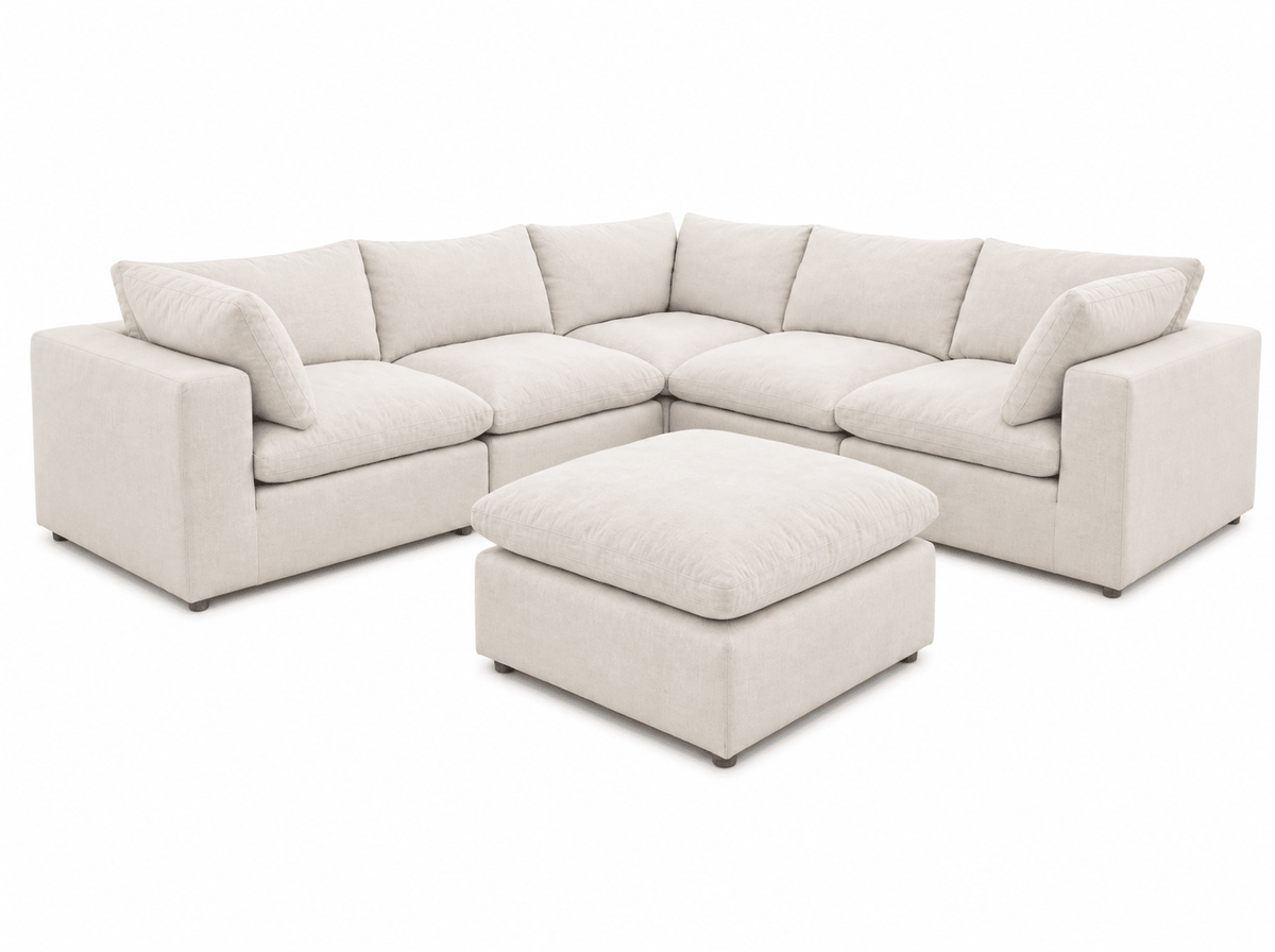 The Walter Sectional - Select Living Furniture - Select Living Furniture - WALTER-CORNER-OTT-CRM - Cream -Corner Sectional + Ottoman - The Walter Sectional -
