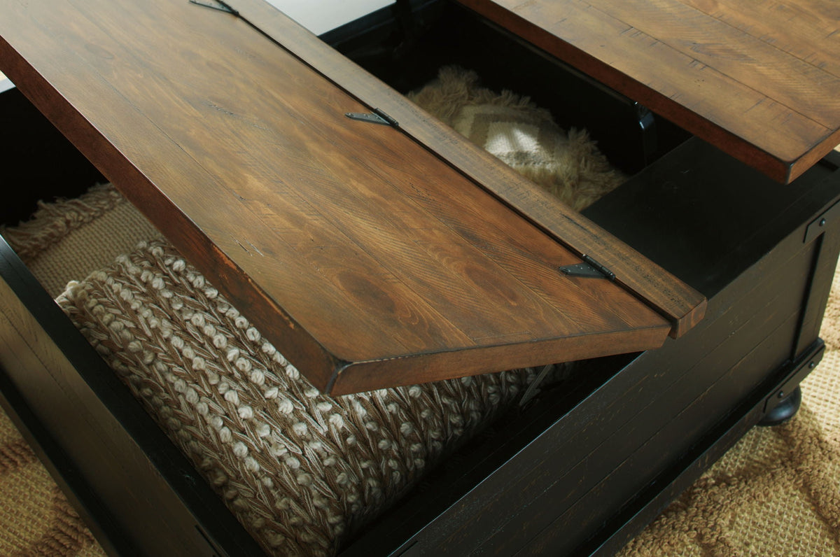 Valebeck - Lift Top Cocktail Table - Black / Brown - Select Living Furniture - Cocktail Tables - Signature Design by Ashley® - T468-00 - Valebeck - Lift Top Cocktail Table - Black / Brown -