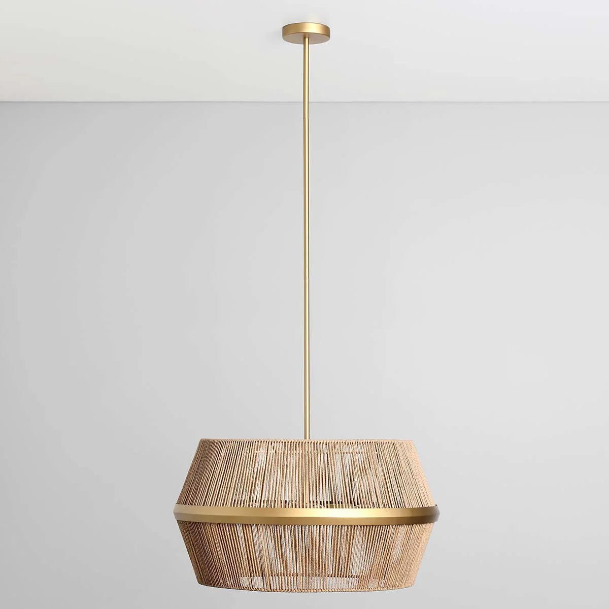 Wendy - Rattan Round Chandelier - Natural / Gold - Select Living Furniture - Chandeliers - Classic Home - 56004247 - Wendy - Rattan Round Chandelier - Natural / Gold -