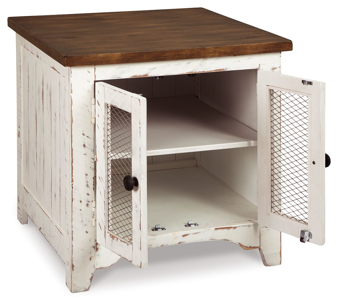 Wystfield - Rectangular End Table - 2 Doors - White / Brown - Select Living Furniture - End Tables - Signature Design by Ashley® - T459-3 - Wystfield - Rectangular End Table - 2 Doors - White / Brown -
